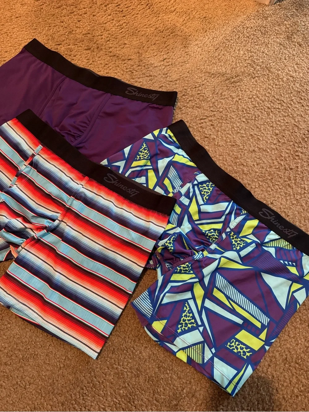 Shinesty Men’s Purple & Multi-Color Boxer Brief 3-Pack Lot